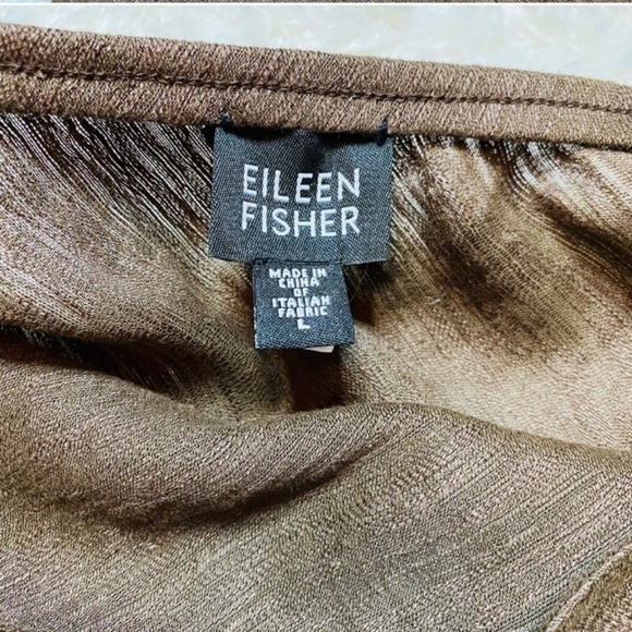 Eileen Fisher Brown Linen Midi Flare Skirt Large - Picture 3 of 6